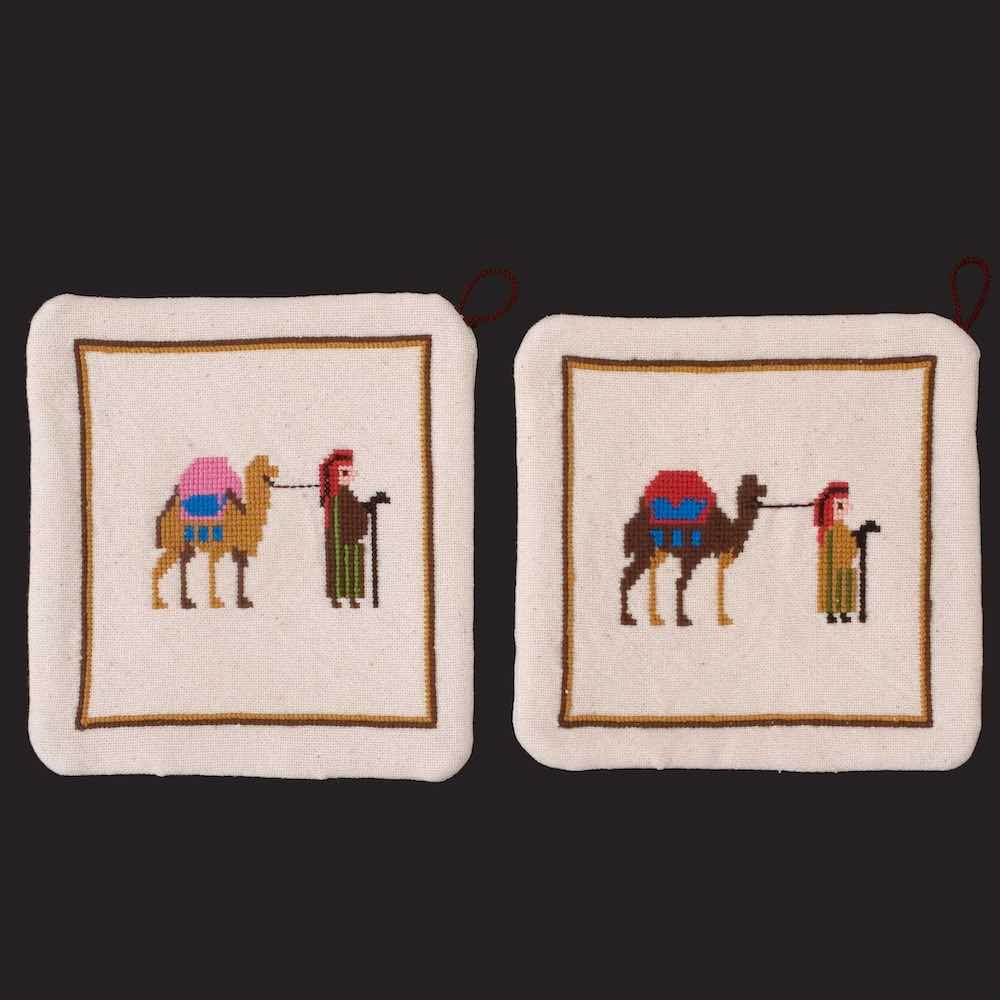 Embroidered Potholders - Desert Caravan